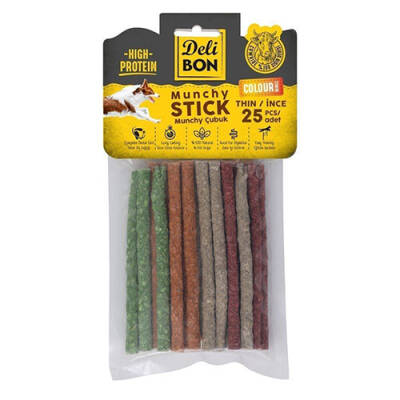 Delibon Munchy Renkli İnce Deri Çubuk Köpek Ödülü 25'li - 1