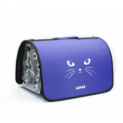 Lepus Fly Bag Kedi Desenli Taşıma Çantası Lila 25x40x25 Cm - 1