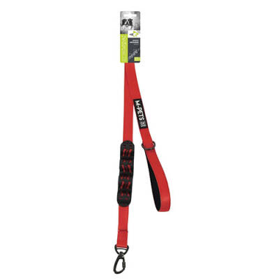 M-Pets Flex Köpekler İçin Şok Emici Gezdirme Kayışı Kırmızı-Siyah 120 Cm - 1
