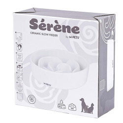 M-Pets Serene Rose Seramik Yavaş Beslenme Mama Kabı Beyaz 300 Ml
