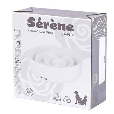 M-Pets Serene Rose Seramik Yavaş Beslenme Mama Kabı Beyaz 300 Ml - 1