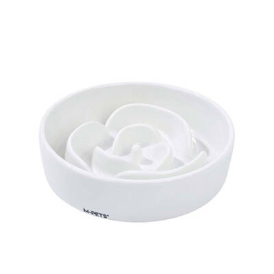 M-Pets Serene Rose Seramik Yavaş Beslenme Mama Kabı Beyaz 300 Ml - 2