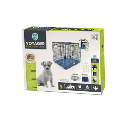 M-Pets Voyager 2 Kapılı Köpek Kafesi Small Mavi 61x46x48 Cm