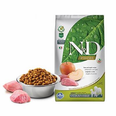 N&D Prime Medium Maxi Yaban Domuzlu Elmalı Tahılsız Yetişkin Köpek Maması 12 Kg - 1