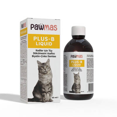 Pawmas Plus-B Liquid Kediler için Tüy Dökülmesini Azaltıcı Biyotin ve Çinko Damlası 50 Ml - 1