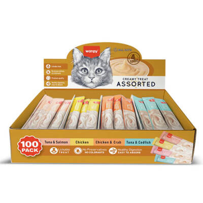 Wanpy Karışık 4 Lezzetli Krema Kedi Ödülü 100x14 Gr - 1