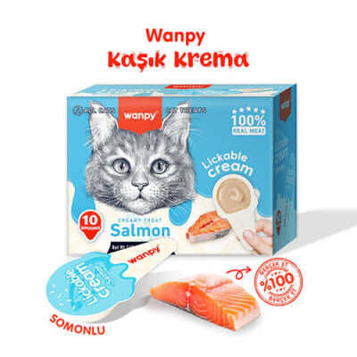 Wanpy Somonlu Kaşık Krema Kedi Ödül Maması 10x16 Gr - 1